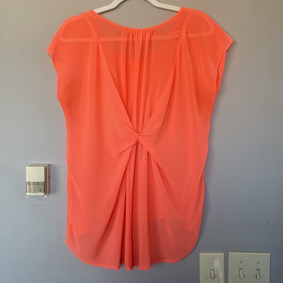 Sheer Coral Pink Blouse size Medium - Picture 2 of 4